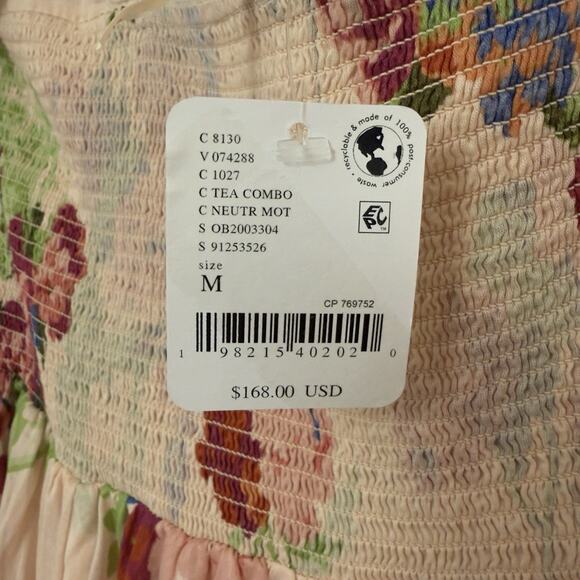 Morning Glory Smocked Floral Maxi Dress Pink M NWT - Picture 13 of 14